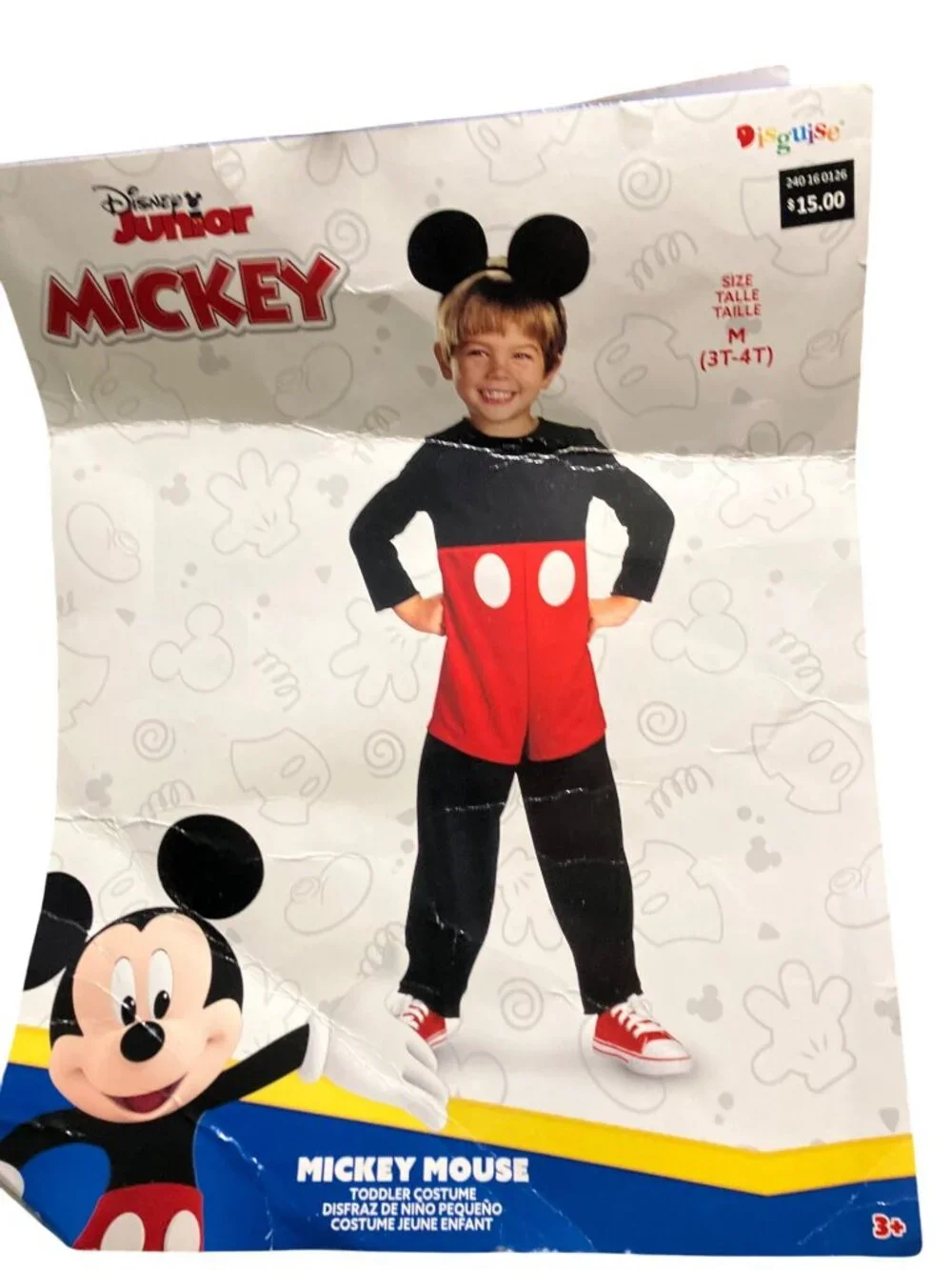 Mickey Mouse Toddler Costume By Disguise M (3T-4T) PVC Material Black and Red